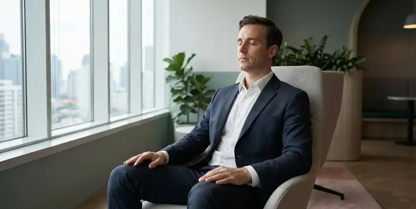 瞑想をする男性経営者